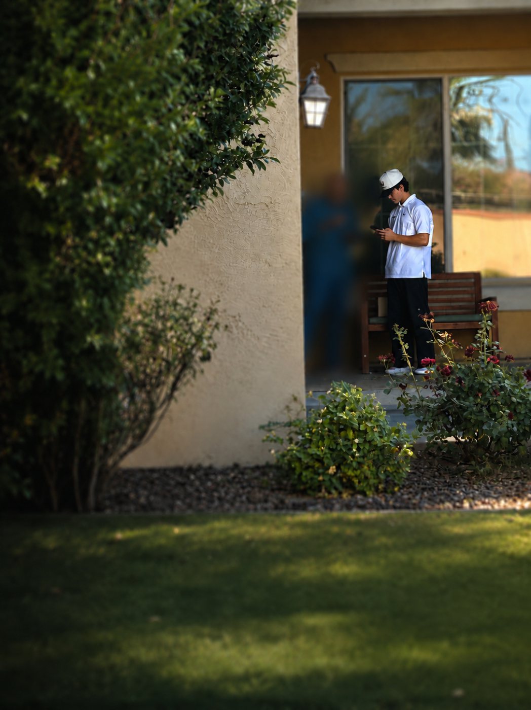 Redline Marketing rep at a homeowner’s door