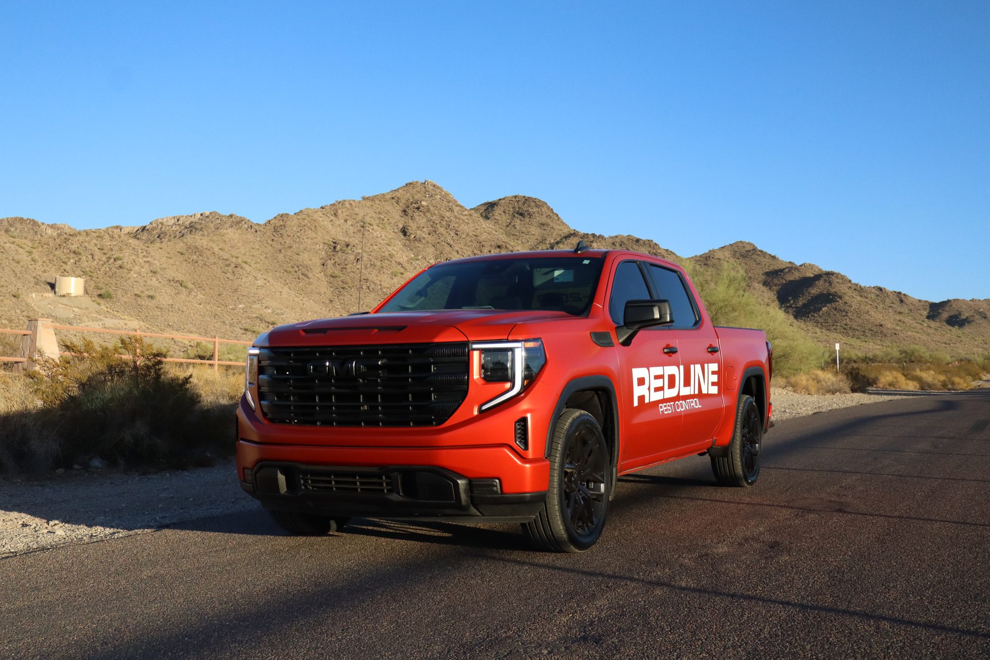 Redline truck on the road